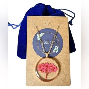 Red Maple Pressed Flower Necklace